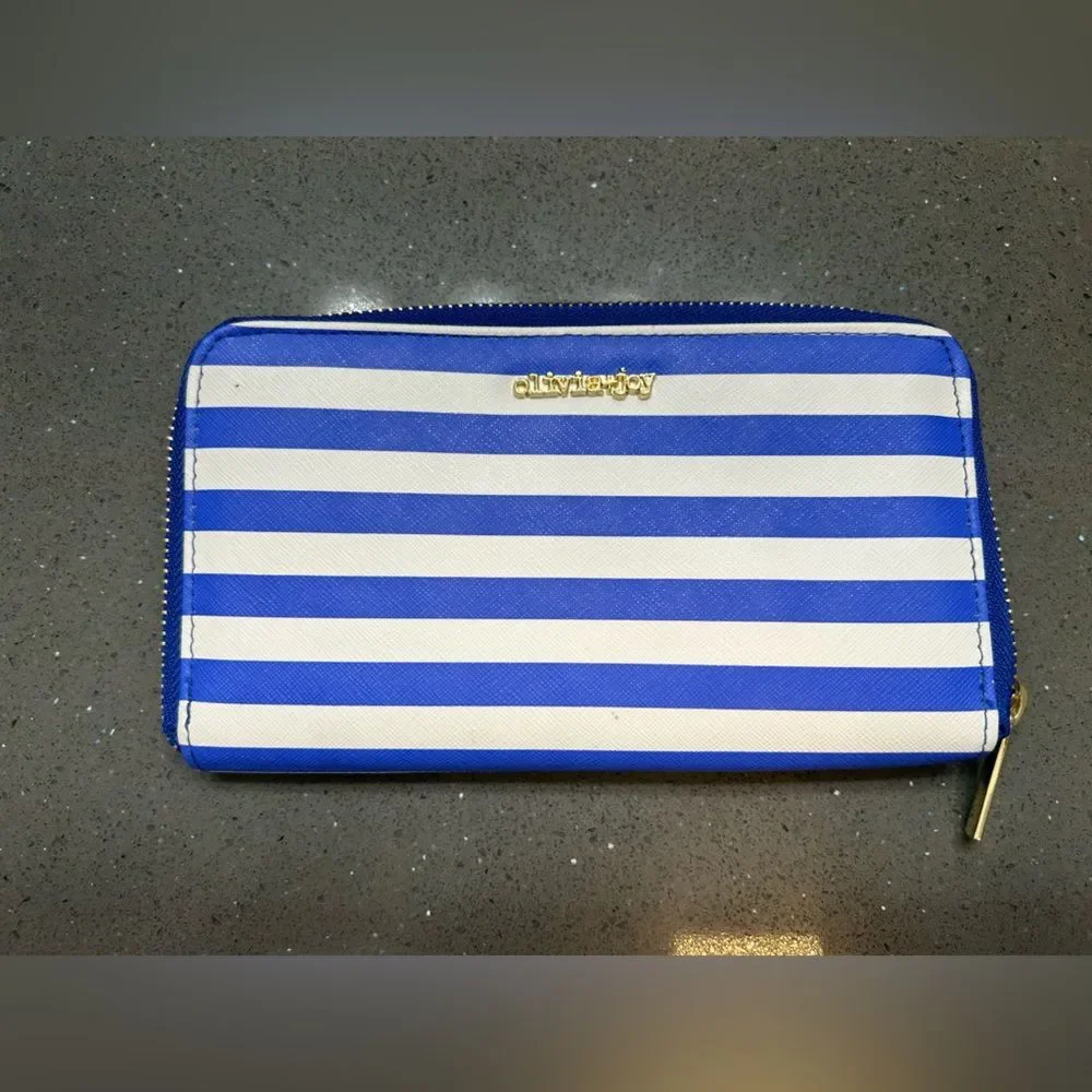 Olivia + Joy Striped Blue and White Wallet